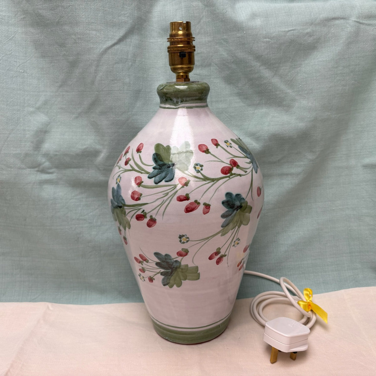 Large Handmade Ceramic Lamp - Strawberry in Lime