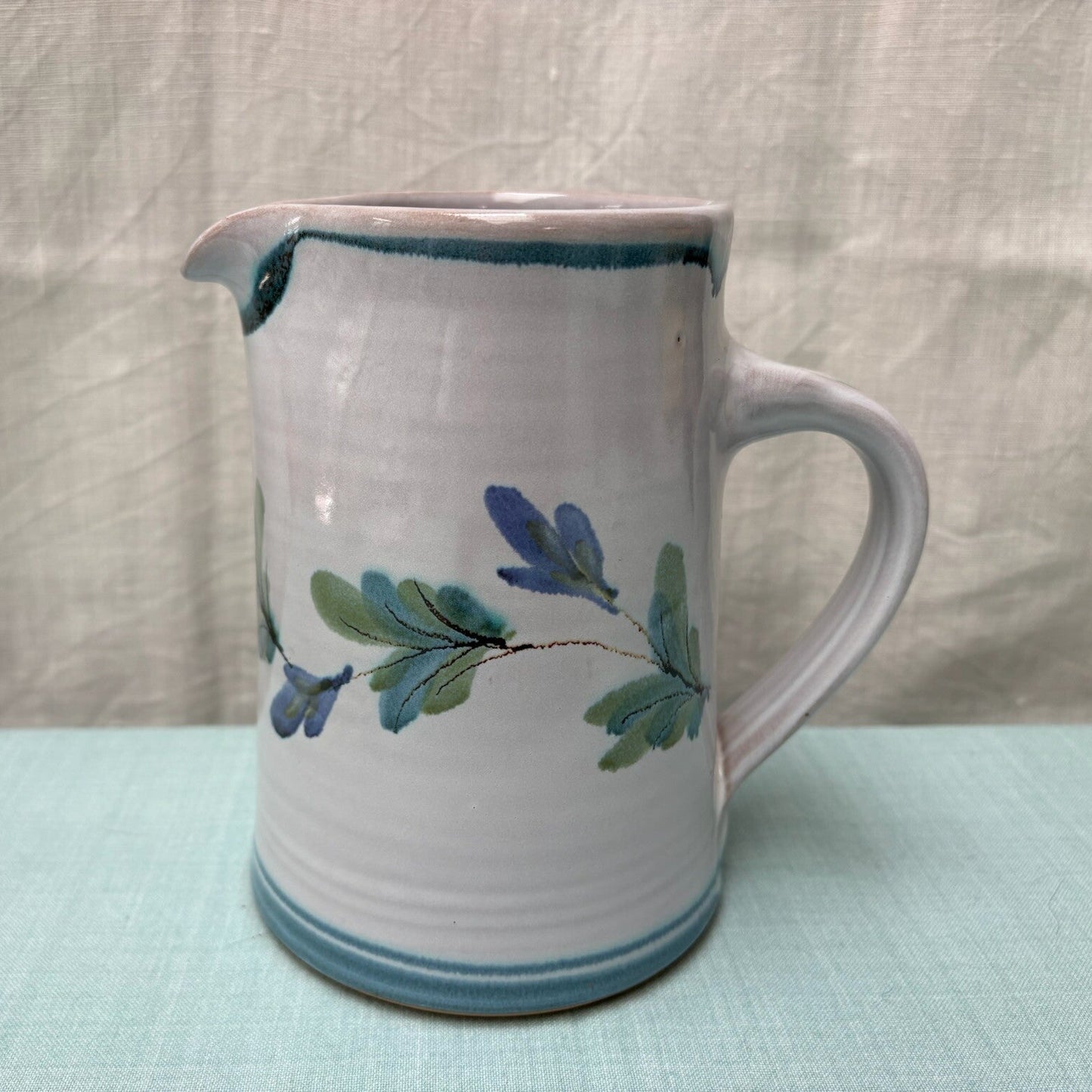 Handmade Ceramic Straight Water Jug - Fuchsia in Teal Purple