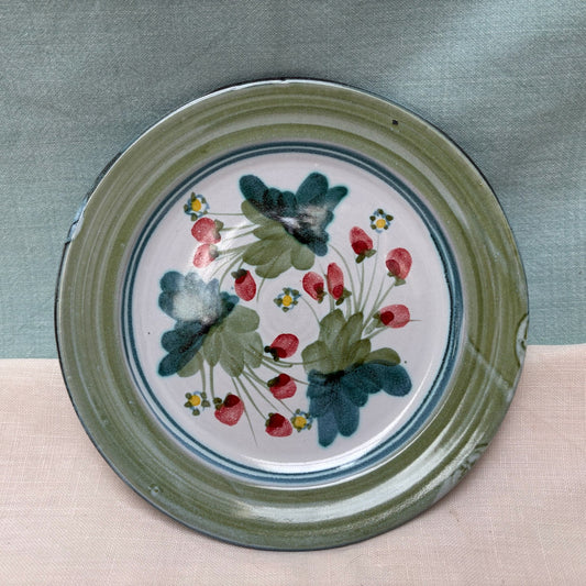 Handmade Ceramic Sideplate - Strawberry in Lime
