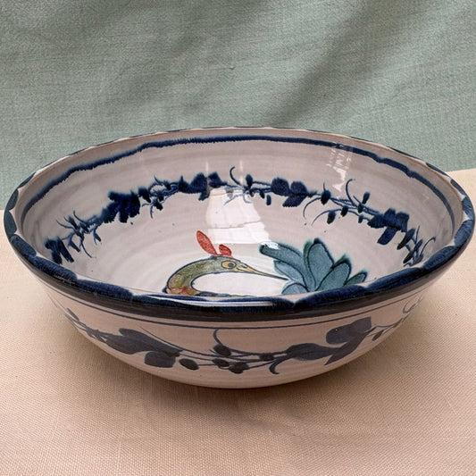 Small Handmade Ceramic Bowl - Italian Bird in Blue
