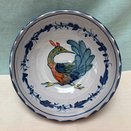 Small Handmade Ceramic Bowl - Italian Bird in Blue