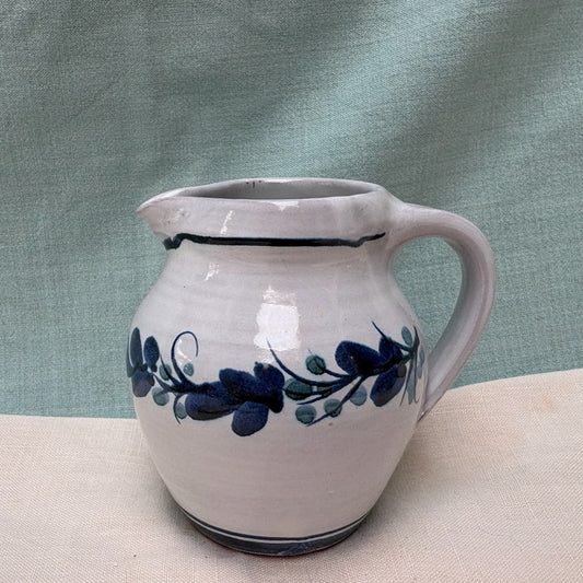 Small Handmade Ceramic Rounded Jug - Italian in Blue