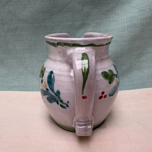 Small Handmade Ceramic Rounded Jug - Mistletoe in Lime Teal