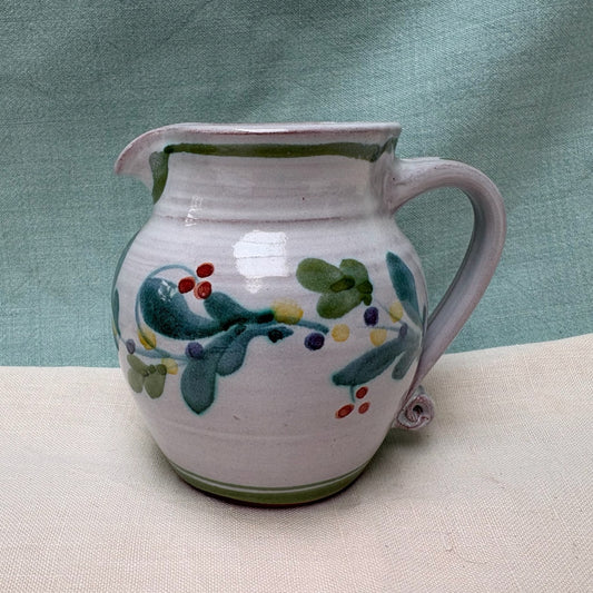 Small Handmade Ceramic Rounded Jug - Mistletoe in Lime Teal