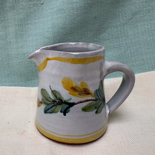 Tiny Handmade Ceramic Straight  Jug - Fuchsia in Yellow
