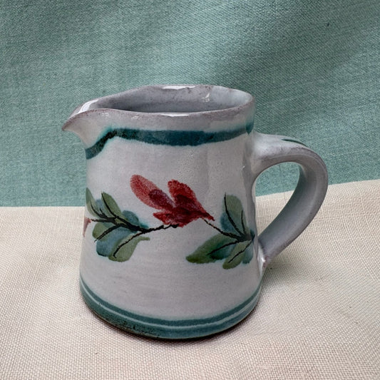 Tiny Handmade Ceramic Straight  Jug - Fuchsia in Teal
