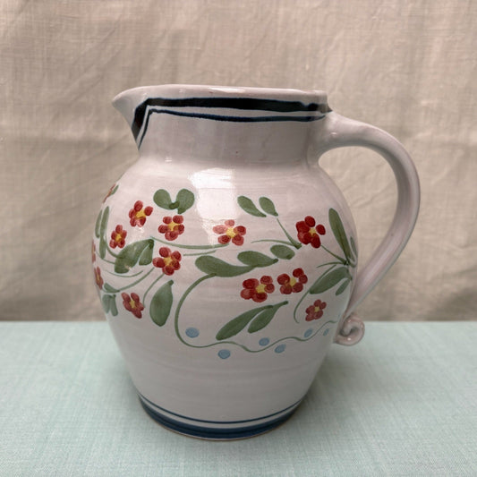 Large Handmade Ceramic Rounded Jug - Pimpernel in Blue
