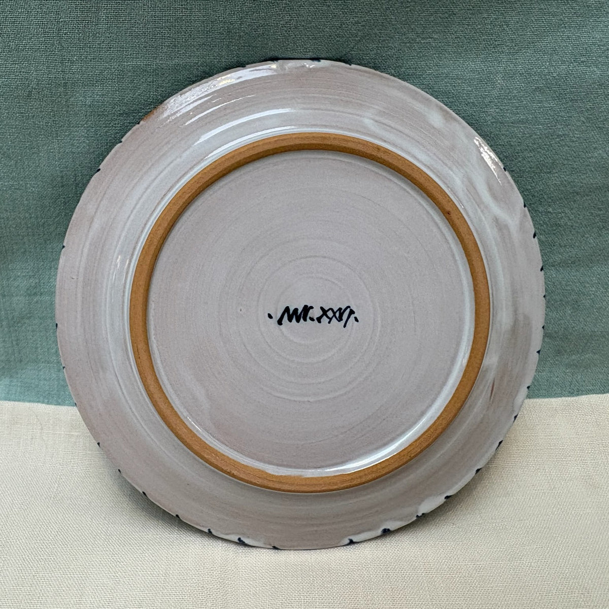 Handmade Ceramic Side Plate - Fuchsia Hen in Yellow