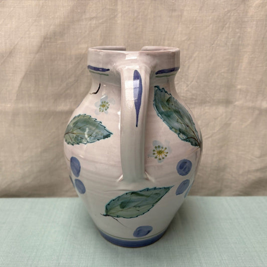 Large Handmade Ceramic Devon Jug - Cherries in Purple