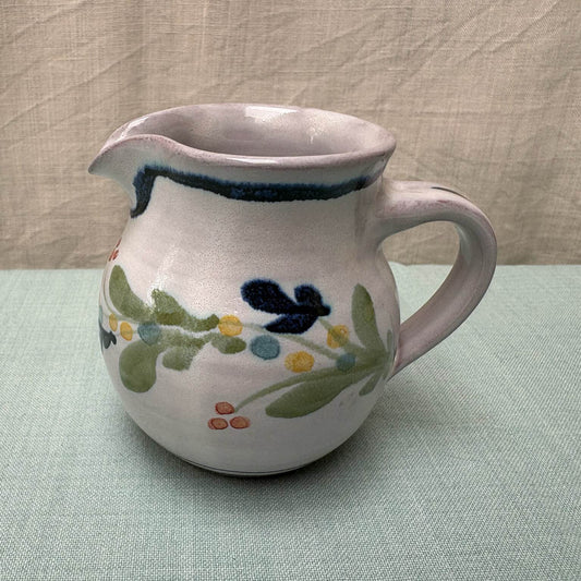 Handmade Ceramic Rounded Cream Jug - Mistletoe in Blue Lime