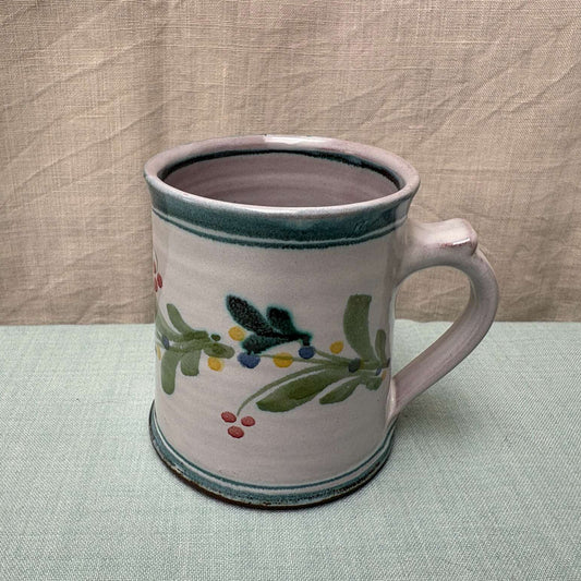 Regular Handmade Ceramic Mug - Mistletoe in Teal Lime