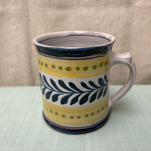 Large Handmade Ceramic Mug - Danish in Blue Yellow