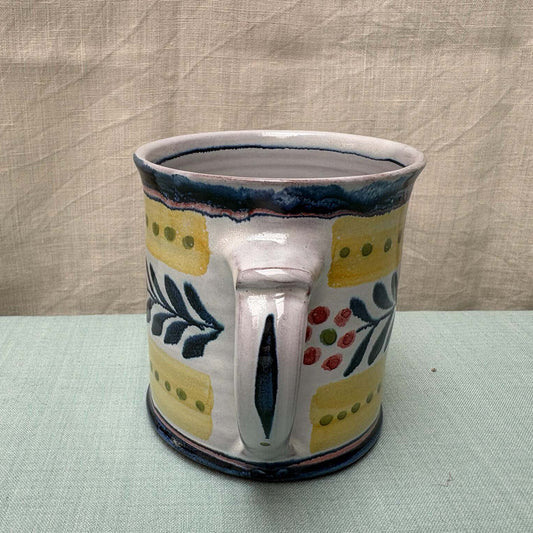 Large Handmade Ceramic Mug - Danish in Blue Yellow