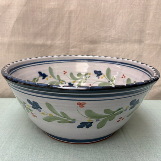 Medium Handmade Ceramic Salad Bowl - Mistletoe in Blue Lime