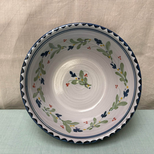 Medium Handmade Ceramic Salad Bowl - Mistletoe in Blue Lime