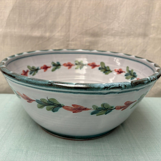 Medium Handmade Ceramic Salad Bowl - Fuchsia in Teal Coral