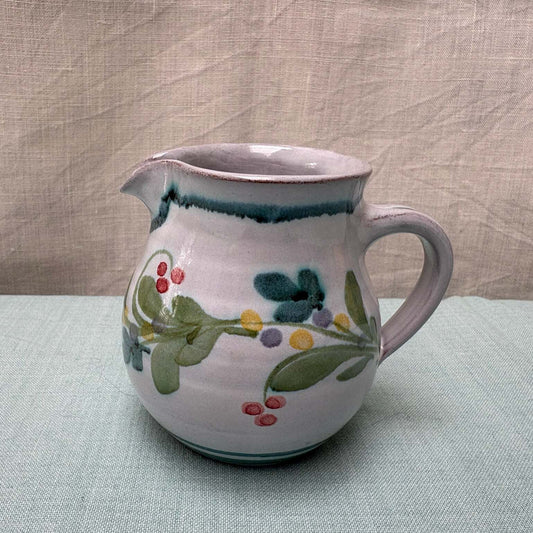 Handmade Ceramic Rounded Cream Jug - Mistletoe in Teal Lime