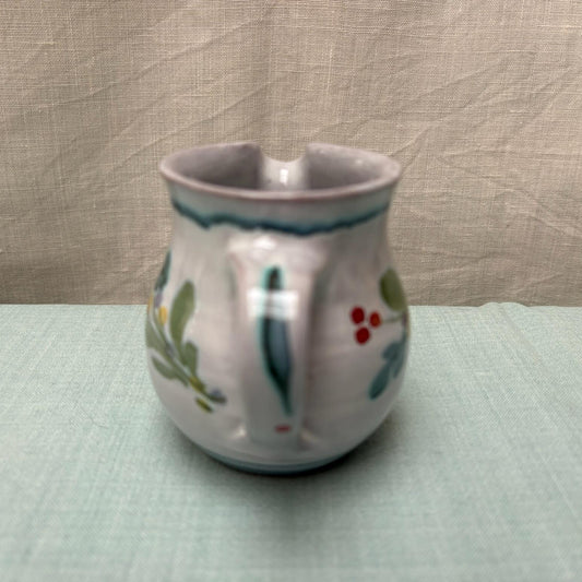 Handmade Ceramic Rounded Cream Jug - Mistletoe in Teal Lime