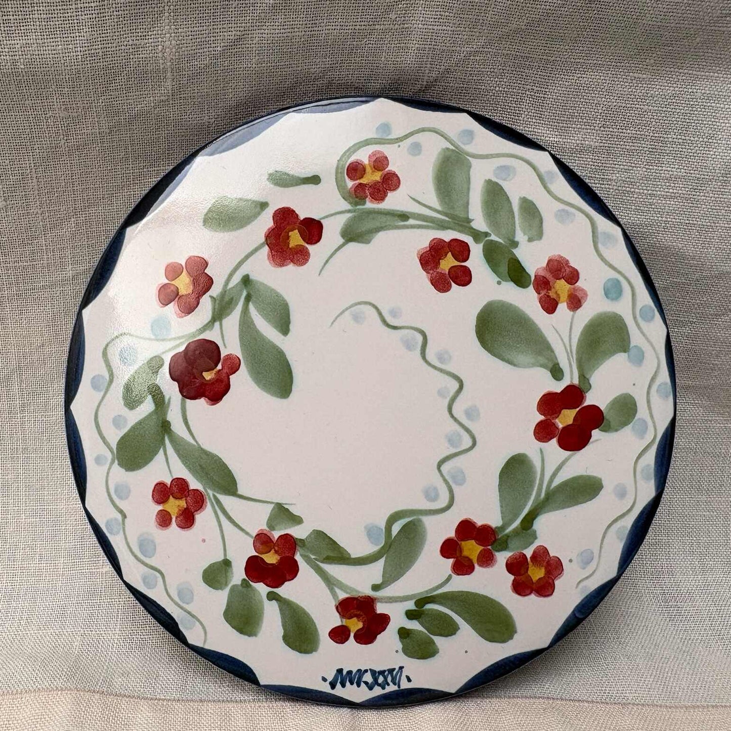 Handmade Ceramic 6" Mat - Pimpernel in Blue