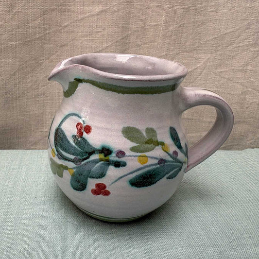 Handmade Ceramic Rounded Cream Jug - Mistletoe in Lime Teal