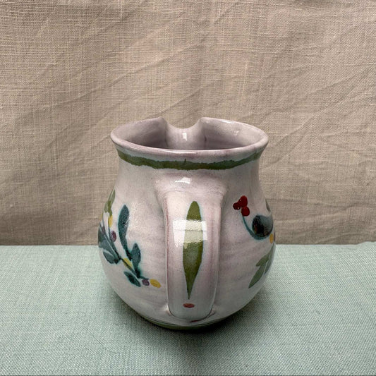 Handmade Ceramic Rounded Cream Jug - Mistletoe in Lime Teal