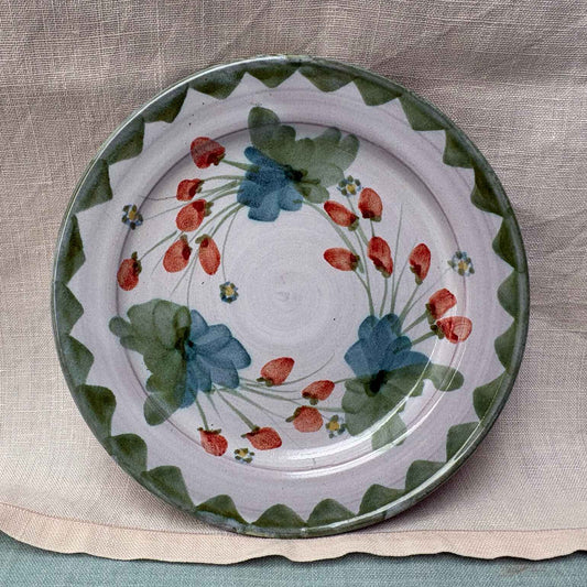 Handmade Ceramic Sideplate - Strawberry in Lime