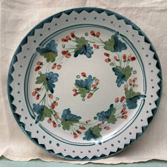 Medium Handmade Ceramic Platter - Strawberry in Teal