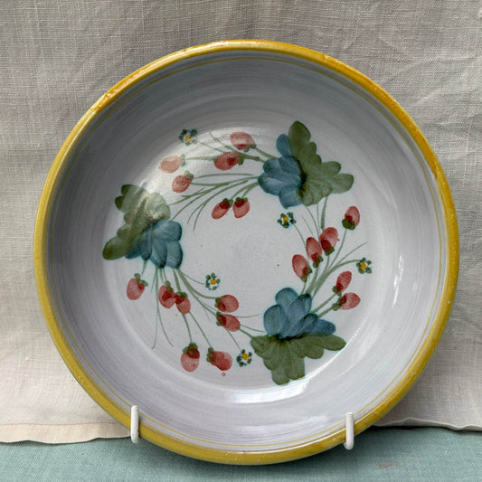 Handmade Ceramic Pasta Bowl - Strawberry in Yellow