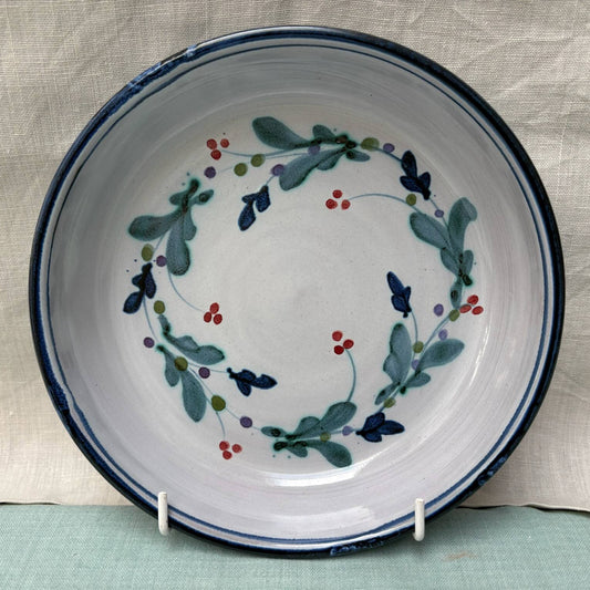 Handmade Ceramic Pasta Bowl - Mistletoe in Blue Teal