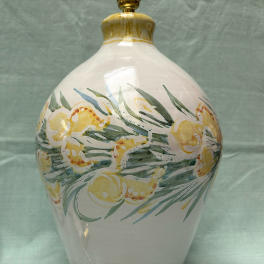 Large Handmade Ceramic Lamp - Irises Yellow