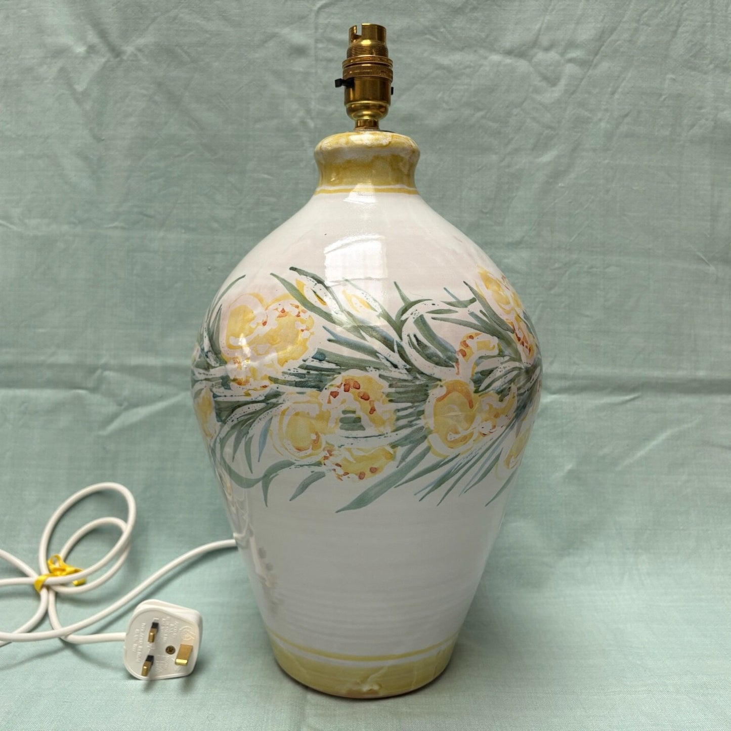 Large Handmade Ceramic Lamp - Irises Yellow