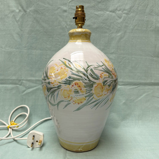 Large Handmade Ceramic Lamp - Irises Yellow