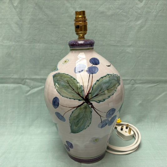 Large Handmade Ceramic Lamp - Cherries Purple