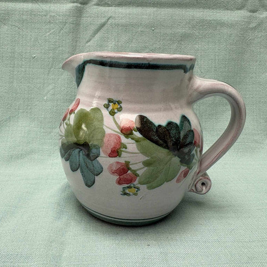 Small Handmade Ceramic Rounded Jug - Strawberry Teal
