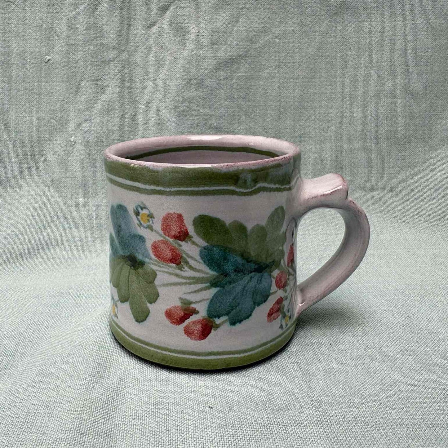 Small Handmade Ceramic Mug - Strawberry Lime