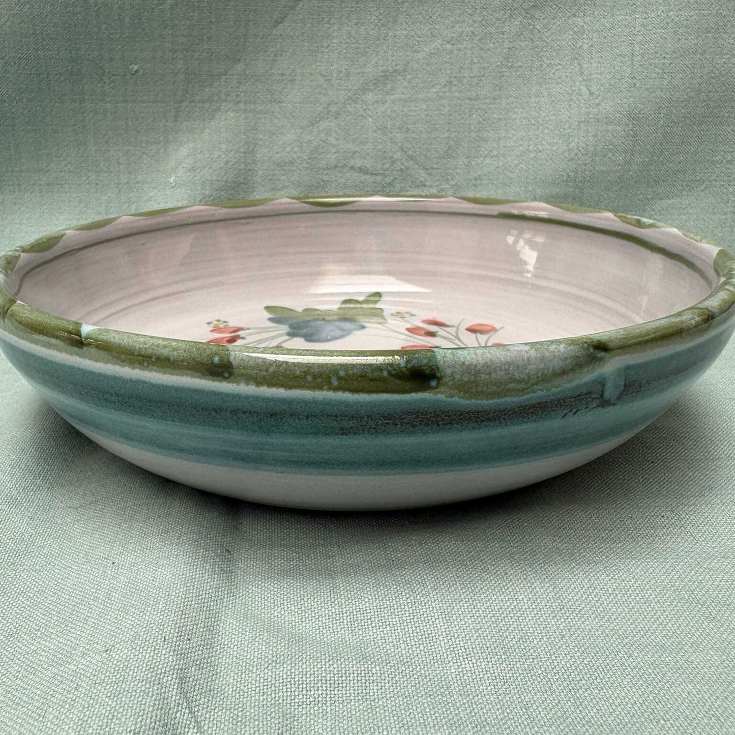 Handmade Ceramic Pasta Bowl - Strawberry Lime