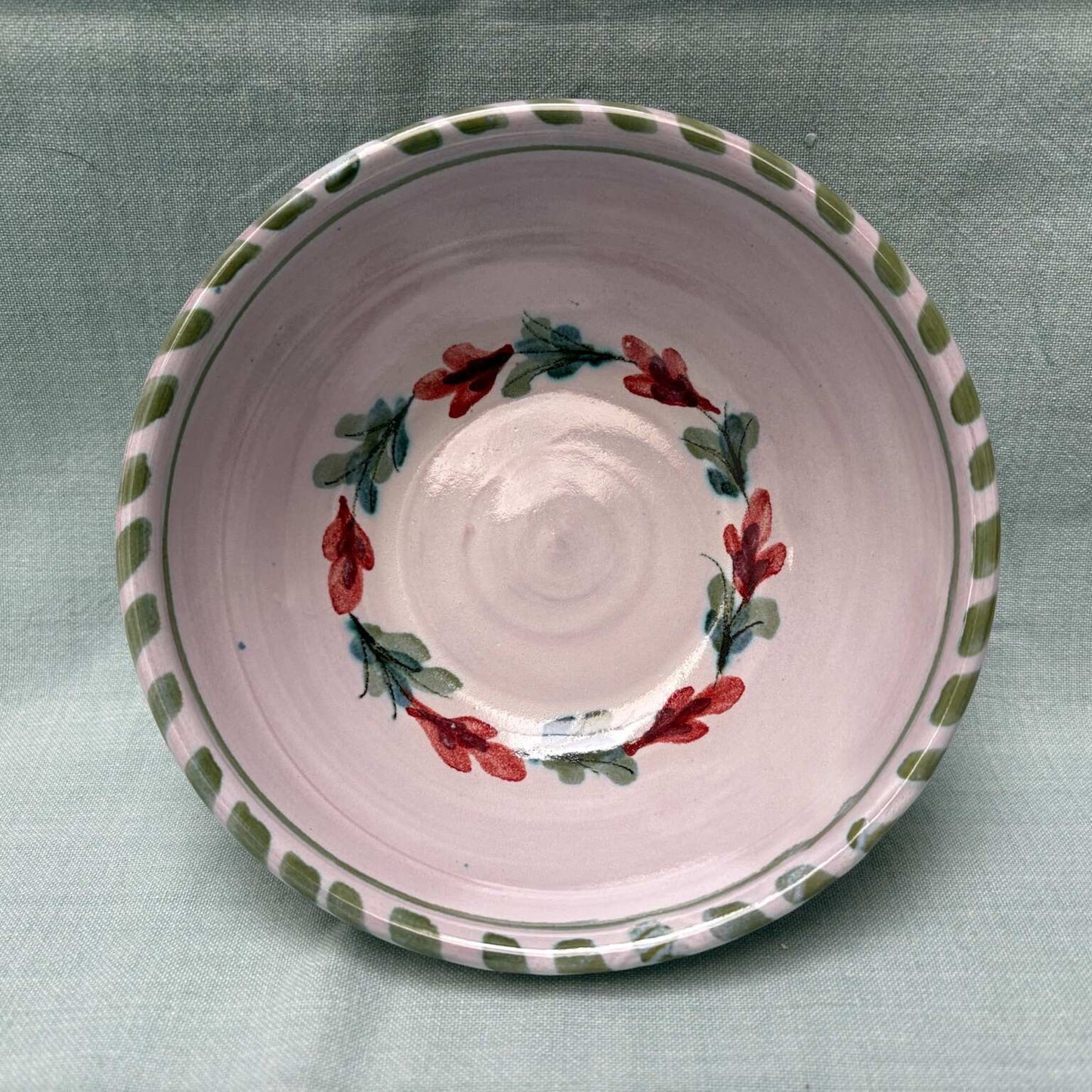 Handmade Ceramic Cereal Bowl - Fuchsia Lime