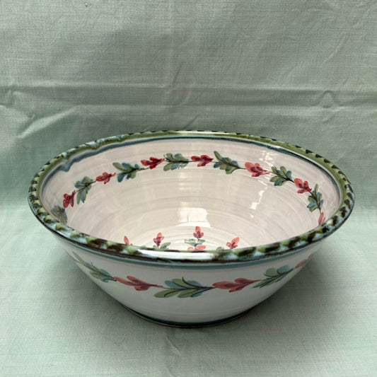 Large Handmade Ceramic Salad Bowl - Fuchsia Lime