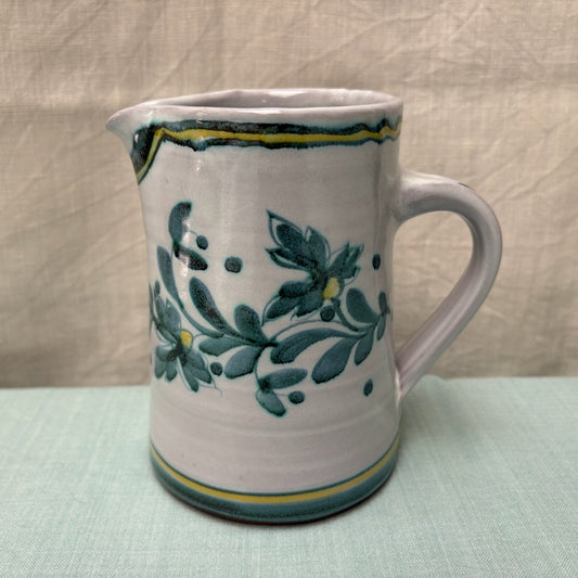Handmade Ceramic Straight Milk Jug - Cornflower in Teal Yellow
