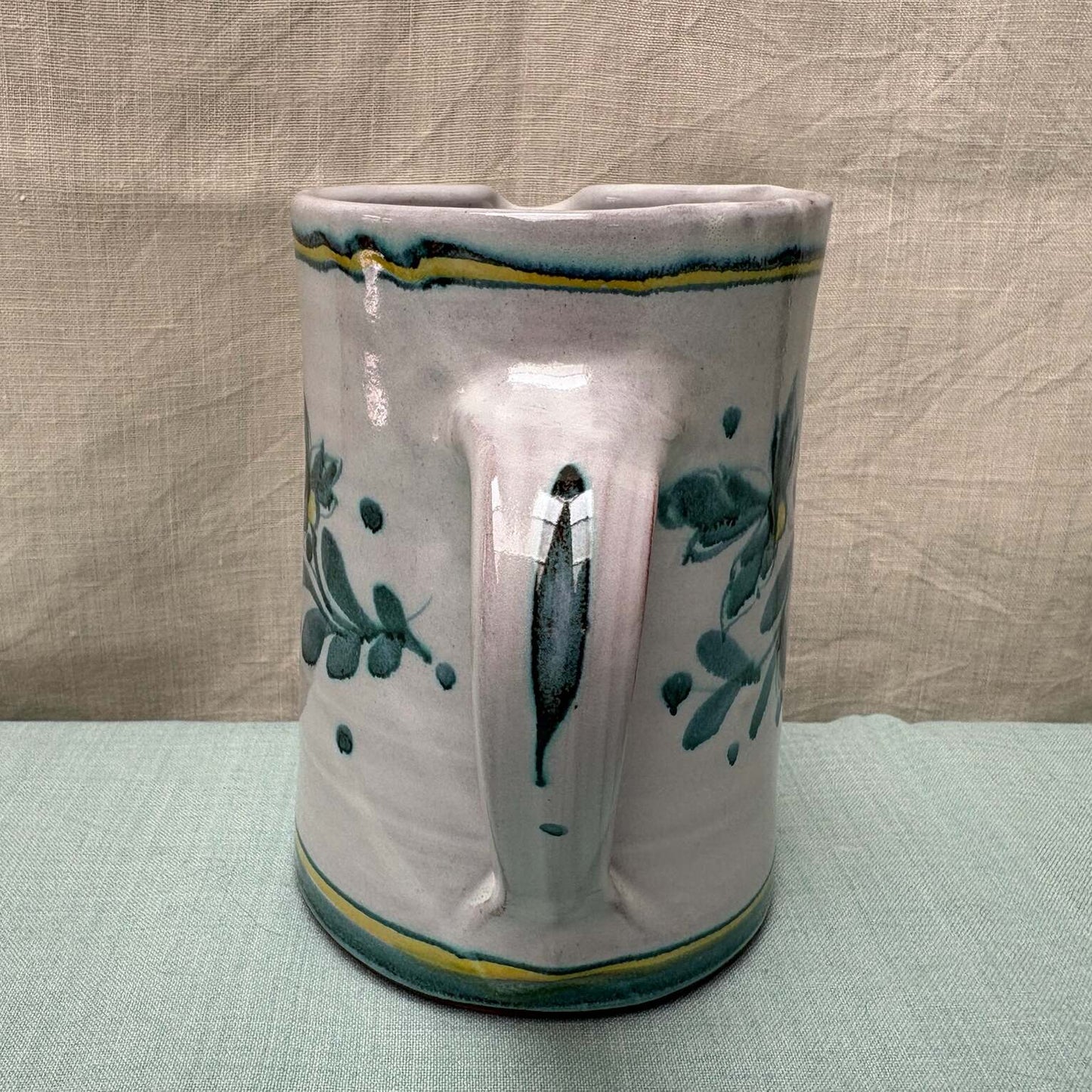 Handmade Ceramic Straight Milk Jug - Cornflower in Teal Yellow