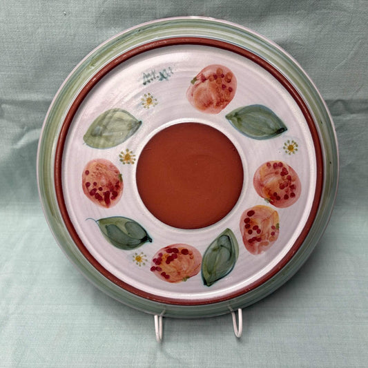 Large Handmade Ceramic Flat Bowl - Clementines Coral