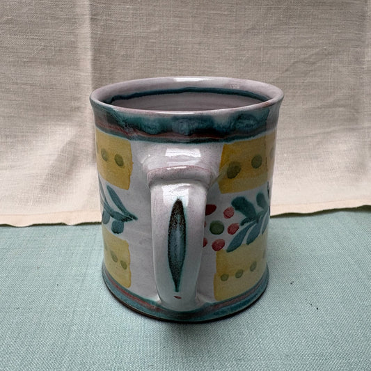 Regular Handmade Ceramic Mug - Danish in Teal & Yellow