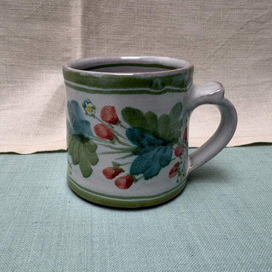 Small Handmade Ceramic Mug - Strawberry in Lime