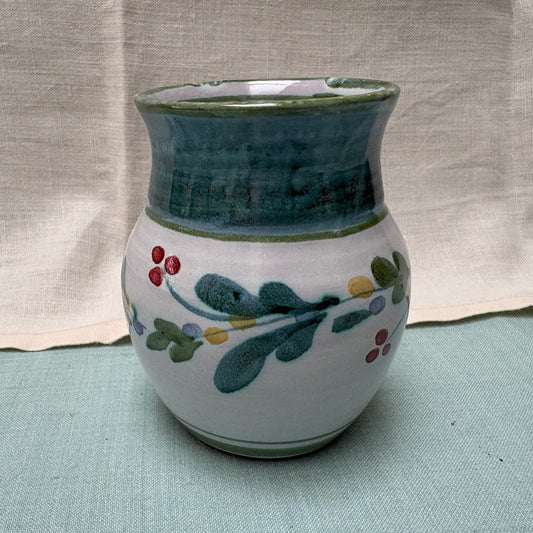 Handmade Ceramic Vase - Mistletoe in Lime & Teal