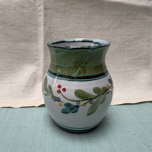 Handmade Ceramic Vase - Mistletoe in Teal & Lime