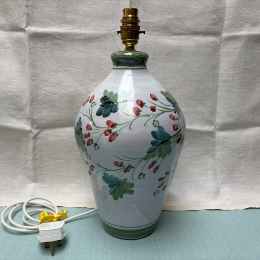 Large Handmade Ceramic Lamp - Fuchsia in Teal & Coral