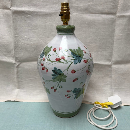 Large Handmade Ceramic Lamp - Fuchsia in Teal & Coral