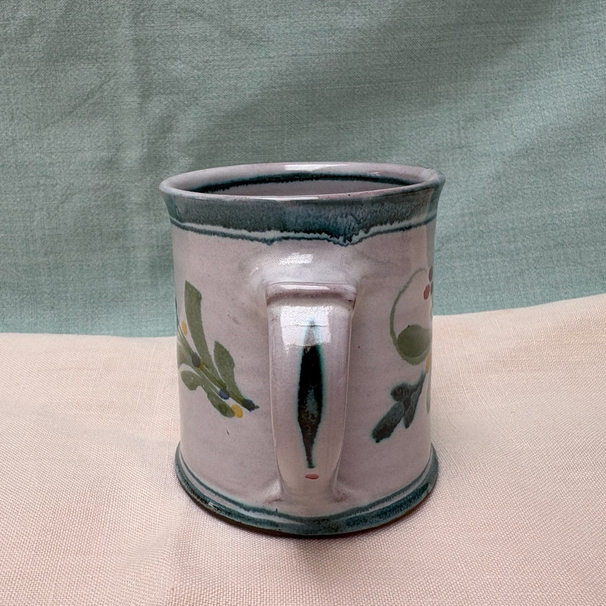 Regular Handmade Ceramic Mug - Mistletoe in Blue Teal