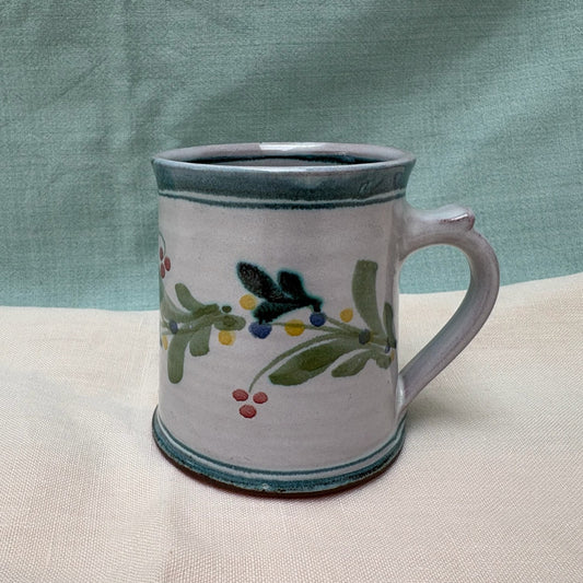 Regular Handmade Ceramic Mug - Mistletoe in Blue Teal
