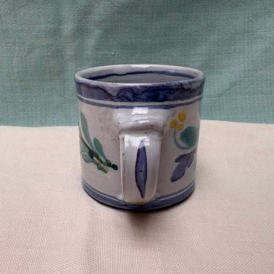 Small Handmade Ceramic Mug - Mistletoe in Purple Teal